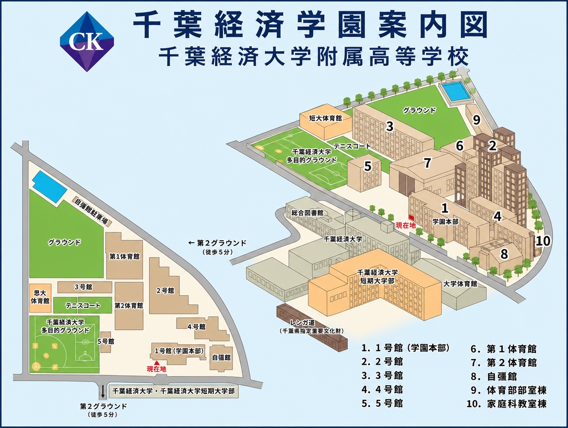 千葉経済大学附属高等学校の校内案内図
